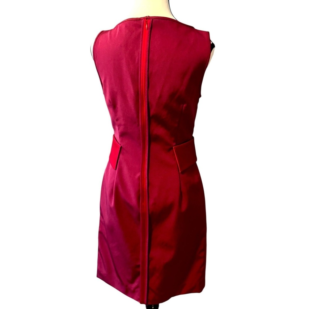 Zac Posen Atelier Silk Faille Fold Peplum Cocktail Dress Burgundy Red US 6 - Picture 3 of 12
